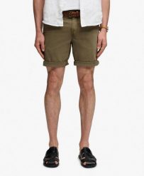 Superdry Utility Chino Shorts – Straight Fit, Chive Green. Zielone szorty męskie Superdry., bez wzorów, z bawełny, klasyczne. Za 301.95 zł.