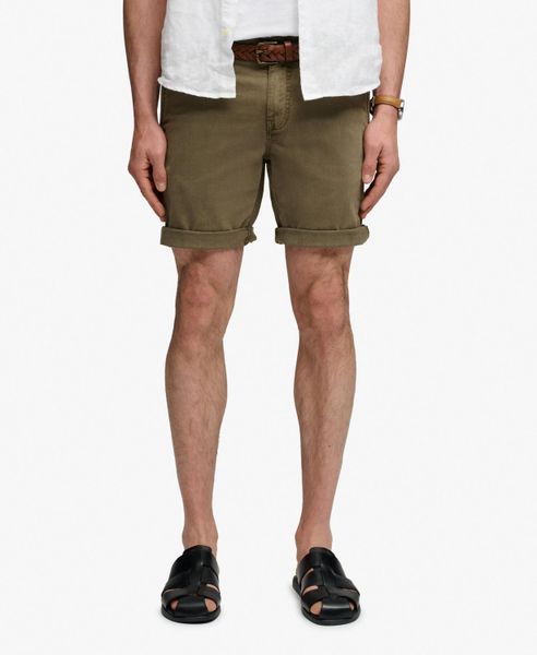 Superdry Utility Chino Shorts – Straight Fit, Chive Green. Zielone szorty męskie Superdry., bez wzorów, z bawełny, klasyczne. Za 301.95 zł.