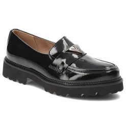 Czarne Półbuty Filippo Eleganckie Obuwie Damskie. Czarne półbuty damskie Filippo, bez wzorów, z lakierowanej skóry, eleganckie, bez obcasa. Za 149.00 zł.