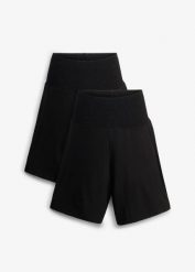 Lekkie spodnie ciążowe (2 szt.). Czarne spodnie materiałowe damskie bonprix, bez wzorów, z dżerseju, moda ciążowa. Za 149.99 zł.
