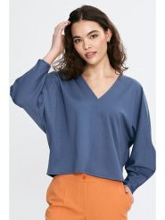Nife Bluzka w kolorze niebieskim rozmiar: 36/38. Niebieskie bluzki damskie Nife, bez wzorów, bez kołnierzyka, bez ramiączek. Za 121.80 zł.