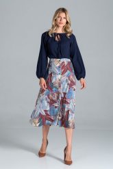 Trapezowa Spódnica z Florystycznym Wzorem - Wzór 127. Spódniczki damskie Figl, m, bez wzorów, z materiału, trapezowe. Za 249.00 zł.