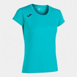 Koszulka do biegania damska Joma Record II z krótkim rękawem. Niebieskie bluzki damskie Joma, l, bez wzorów, sportowe, bez kołnierzyka, bez ramiączek. Za 158.99 zł.