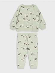 Bawełniany komplet: bluza i spodnie - zielony. Zielone bluzy i bluzki niemowlęce Sinsay, bez wzorów, z bawełny, bez ramiączek, bez kaptura. Za 25.99 zł.