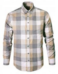 Koszula Weekendowa o Prostym Kroju - Pako Jeans - Krata w Odcienie Beżu. Koszule męskie Pako Jeans, l, bez wzorów, z bawełny, bez kołnierzyka, bez ramiączek. Za 185.00 zł.