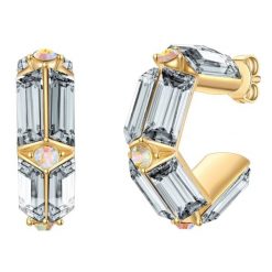 Yokoamii Kolczyki kola z pozlacanej metalowej stopu z krysztalem szklanym 1 ct Damski. Białe kolczyki damskie Yokoamii, z kryształem, metalowe. Za 159.99 zł.