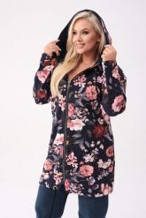 Granatowa bluza z kapturem Flora w różowe kwiaty cynie PLUS SIZE XXL OVERSIZE. Czerwone bluzy z kapturem damskie Moda Size Plus Iwanek, na jesień, m, z bawełny. W wyprzedaży za 235.90 zł.