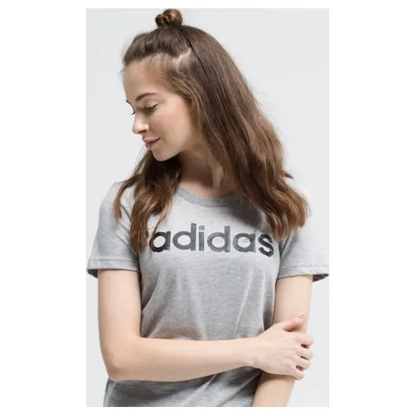 Adidas Koszulka Ss W Linear 1 , szary, rozmiar L. Szare t-shirty damskie Adidas, l, z aplikacjami, z bawełny, bez kołnierzyka. Za 79.99 zł.