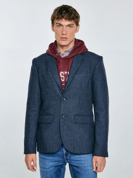 Marynarka męska z dodatkiem wełny granatowa Ares 403. Niebieskie marynarki męskie Big Star, bez wzorów, z jeansu. W wyprzedaży za 199.99 zł.