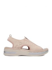 Rieker Sandały CEO-V59B5-31 Różowy jasny. Czerwone sandały damskie Rieker, bez wzorów, z materiału, bez obcasa, na koturnie. Za 319.99 zł.