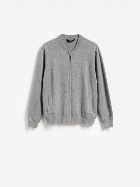 Sweter z domieszką kaszmiru - ciemnoszary. Szare swetry męskie Reserved, l, bez wzorów, z bawełny, bez kołnierzyka. Za 159.99 zł.
