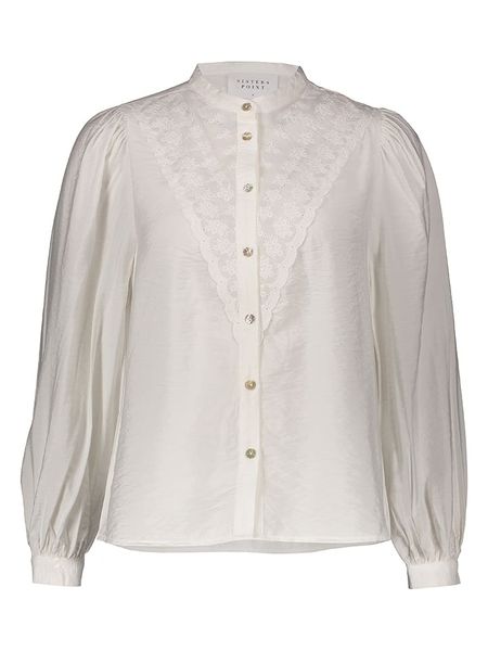 SisterS point Bluzka w kolorze kremowym rozmiar: XS. Brązowe bluzki damskie Sisters Point, xs, bez wzorów, z koronki, bez kołnierzyka, bez ramiączek. Za 48.39 zł.