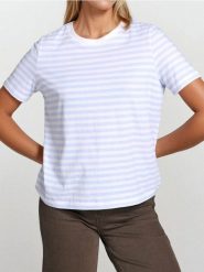 Bawełniana koszulka w paski - błękitny. Niebieskie t-shirty damskie Sinsay, l, bez wzorów, z bawełny, bez kołnierzyka. W wyprzedaży za 7.99 zł.