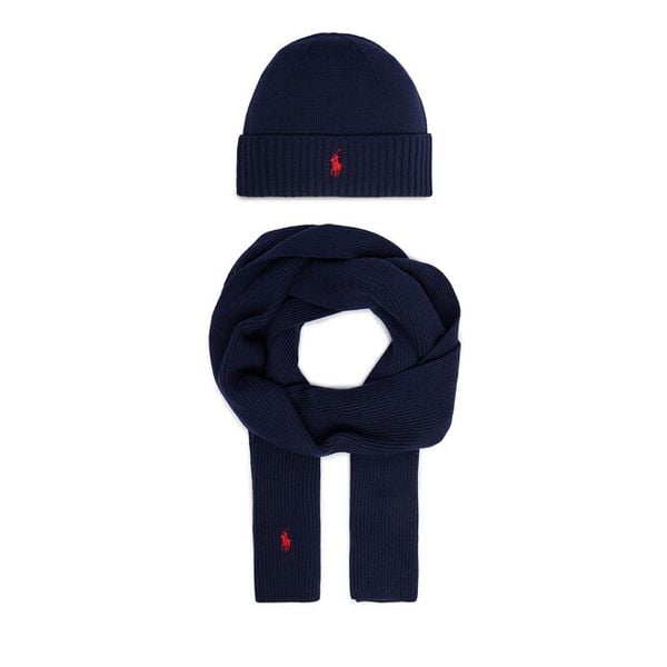 Zestaw szalik i czapka Polo Ralph Lauren. Niebieskie czapki zimowe damskie Polo Ralph Lauren. Za 859.99 zł.