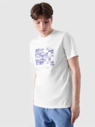 4F T-shirt regular z nadrukiem męski - biały 3XL. Białe t-shirty męskie 4f, m, bez wzorów, z bawełny, bez kołnierzyka. W wyprzedaży za 39.99 zł.