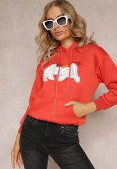 Pomarańczowa Ocieplona Bluza Kangurka z Nadrukiem Pralle. Brązowe bluzy bez kaptura damskie Renee, l. Za 79.99 zł.
