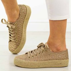 Khaki trampki damskie, espadryle Lee Cooper 3646. Brązowe espadryle damskie Lee Cooper, bez wzorów, z jeansu, bez obcasa. Za 169.00 zł.