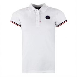 Damska koszulka polo Peak Mountain Abeca. Białe bluzki sportowe damskie Peak Mountain, bez kołnierzyka, bez ramiączek. W wyprzedaży za 127.00 zł.