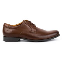Kampol Buty męskie eleganckie skórzane 344KAM brązowe. Brązowe buty wizytowe męskie z jeansu, bez zapięcia. Za 362.62 zł.