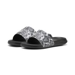 Damskie klapki Popcat 20 Snake Chic PUMA Black Silver Metallic. Czarne klapki damskie Puma, bez wzorów, z syntetyku, bez obcasa. Za 93.25 zł.