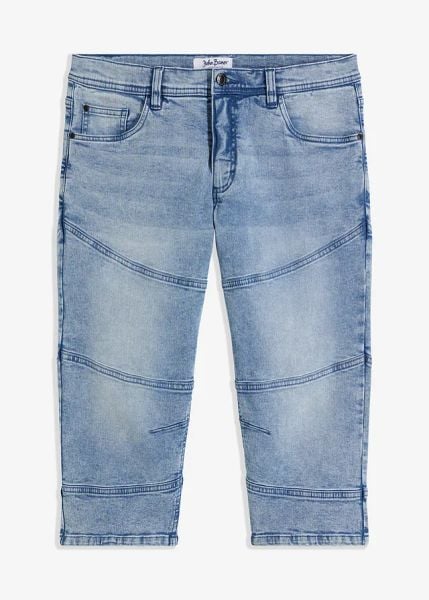 Dżinsy 3/4 ze stretchem regular fit straight. Niebieskie jeansy męskie bonprix. Za 54.99 zł.