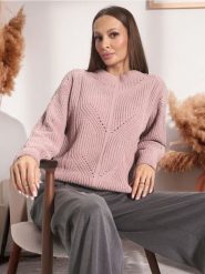 Sweter - fioletowy. Fioletowe swetry klasyczne damskie Sinsay, l, ze splotem, bez kołnierzyka. Za 35.99 zł.