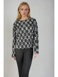 Monki Bluzka w kolorze czarnym rozmiar: L. Czarne bluzki damskie Monki, l, bez wzorów, bez kołnierzyka, bez ramiączek. Za 32.90 zł.