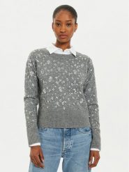 OUI Sweter 89197 1240107 Szary Relaxed Fit. Szare swetry klasyczne damskie Oui, z syntetyku, bez kołnierzyka. Za 379.99 zł.