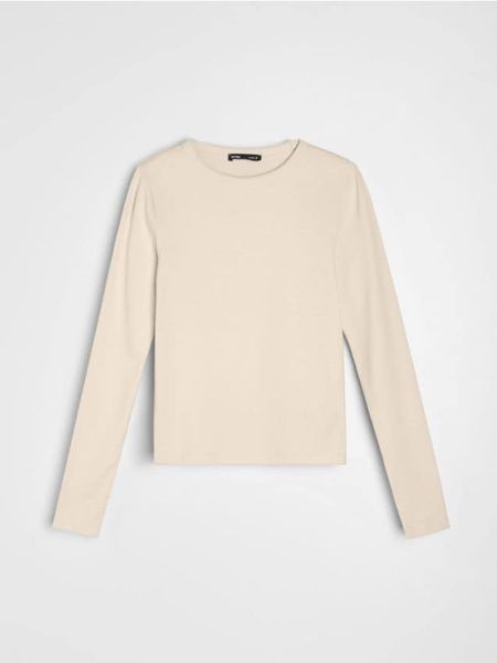 Bawełniana koszulka z długim rękawem - żółty. Żółte t-shirty damskie Sinsay, l, bez wzorów, z bawełny, bez kołnierzyka. Za 19.99 zł.