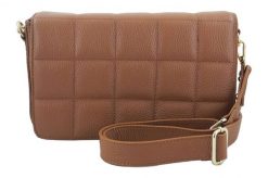 Pikowana listonoszka skórzana BARBERINI'S j. brązowa 932-12. Brązowe shopper bag damskie Barberinis, bez wzorów, ze skóry, małe, pikowane, bez dodatków. Za 289.99 zł.