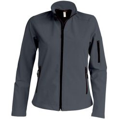 Kurtka damska Kariban Softshell. Szare kurtki damskie KARIBAN, bez wzorów, z softshellu, bez kaptura. Za 205.00 zł.