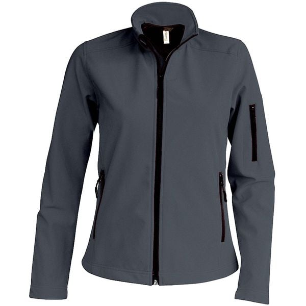 Kurtka damska Kariban Softshell. Szare kurtki damskie KARIBAN, bez wzorów, z softshellu, bez kaptura. Za 205.00 zł.