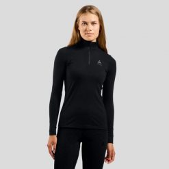 T-shirt thermique Odlo Merino 200 col zippé manches longues clair. Czarne bielizna termoaktywna damska Odlo, s, bez wzorów. Za 438.85 zł.