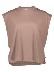 Reebok Top w kolorze jasnobrązowym rozmiar: M. Brązowe topy damskie Reebok, m, bez wzorów, z bawełny, bez kołnierzyka. Za 70.24 zł.