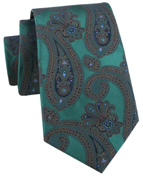 Krawat Męski - Głęboka Zieleń, Duże Paisley - Alties. Zielone krawaty i muchy męskie Alties, bez wzorów, z tkaniny, eleganckie. Za 55.00 zł.