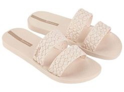 Klapki damskie Ipanema Renda Ii. Brązowe klapki damskie Ipanema, bez wzorów, z materiału, bez obcasa. Za 88.00 zł.