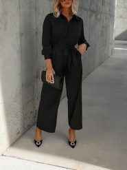 Milan Kiss Kombinezon w kolorze czarnym rozmiar: M. Czarne kombinezony damskie Milan Kiss, m, bez wzorów, z tkaniny, bez kołnierzyka, bez ramiączek. Za 252.94 zł.