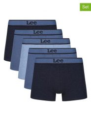 LEE Underwear Bokserki (5 par) "Brand" w kolorze granatowym, niebieskim i błękitnym rozmiar: L. Niebieskie bokserki męskie LEE Underwear, bez wzorów. Za 113.63 zł.