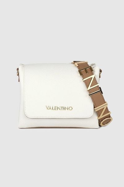 VALENTINO Biała torebka Alexia Satchel SS26. Białe listonoszki damskie Valentino by Mario Valentino, bez wzorów, bez dodatków. W wyprzedaży za 368.99 zł.