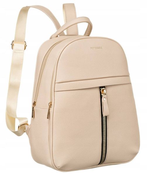 Plecak damski Peterson PTN G7486 c. beżowy. Brązowe plecaki damskie Peterson, bez wzorów, ze skóry ekologicznej. Za 126.99 zł.