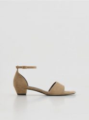Sandały na obcasie - beżowy. Brązowe sandały damskie Reserved, bez wzorów, bez obcasa, na obcasie. Za 139.99 zł.