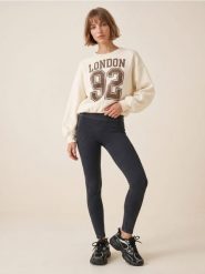 Prążkowane legginsy z wysokim stanem - szary. Szare legginsy damskie Sinsay, l, bez wzorów, prążkowane. Za 39.99 zł.