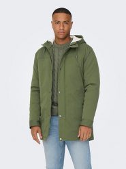 ONLY & SONS Parka w kolorze zielonym rozmiar: M. Zielone parki męskie Only & Sons, m, bez wzorów, z polaru. Za 136.78 zł.