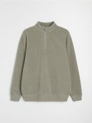 Bluza half-zip ze stójką - zielony. Zielone bluzy bez kaptura męskie Sinsay, l. Za 69.99 zł.