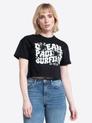 T-shirt Cropped Ocean Pacific. Czarne t-shirty damskie OCEAN PACIFIC, xs, bez wzorów, z bawełny, bez kołnierzyka. Za 135.63 zł.