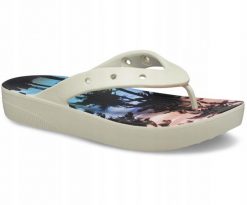 Japonki Dla Dorosłych Crocs Classic Platform Retro Resort Flip. Brązowe klapki damskie Crocs, z materiału. Za 99.99 zł.