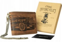 Portfel skórzany z łańcuchem [DH] N992C-VIN-C brązowy. Brązowe portfele męskie inny, bez wzorów, z nubiku. Za 73.99 zł.