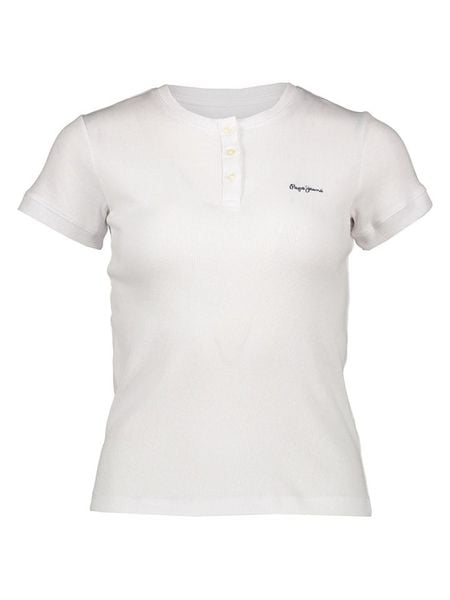 Pepe Jeans Koszulka w kolorze białym rozmiar: XL. Białe bluzki damskie Pepe Jeans, xl, bez wzorów, z jeansu, bez kołnierzyka, bez ramiączek. Za 79.03 zł.