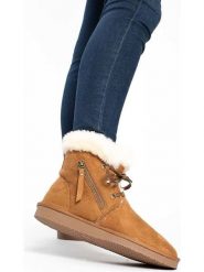 Blackfield Botki zimowe "Celia" w kolorze jasnobrązowym rozmiar: 40. Brązowe botki damskie Blackfield, na zimę, z materiału, z okrągłym noskiem, bez obcasa, bez zapięcia. Za 178.45 zł.