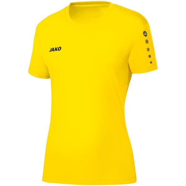 Damska koszulka Jako Team. Żółte bluzki sportowe damskie Jako, z materiału, bez kołnierzyka, bez ramiączek. Za 94.00 zł.